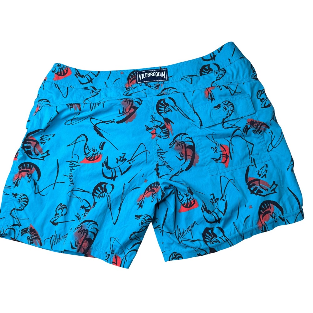Vilebrequin Swim Shorts Mens XXL Blue Shrimp Print Luxury St Tropez Trunks